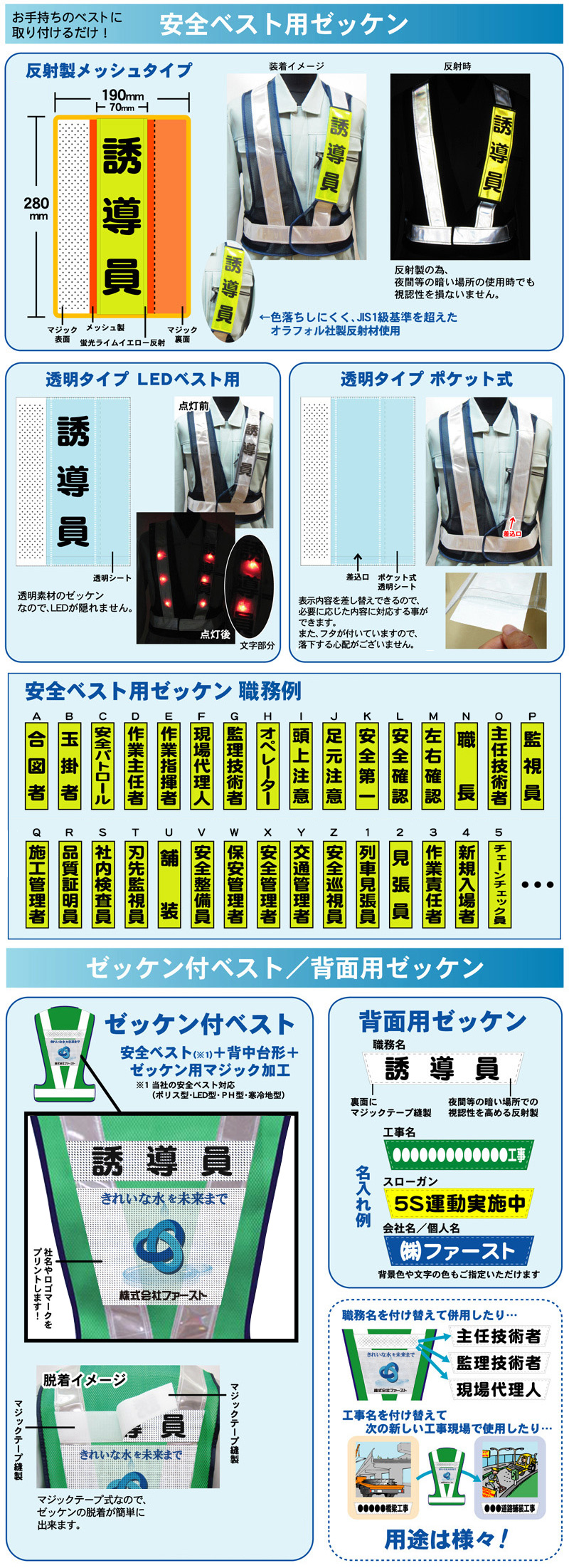 安全ベスト用ゼッケン　商品説明